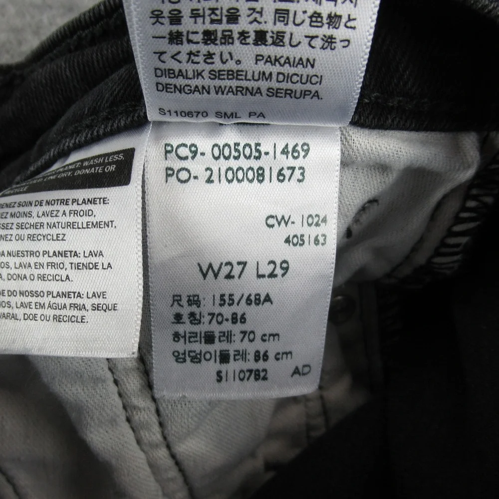 Levis 505 Mens Slim Straight Jeans‎ Black Denim W27 L29 00505-1469
